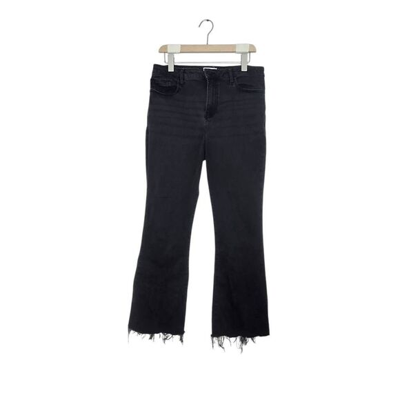 Frame Le Crop Mini Boot Jeans Size 31 Black Raw Hems - Picture 1 of 6